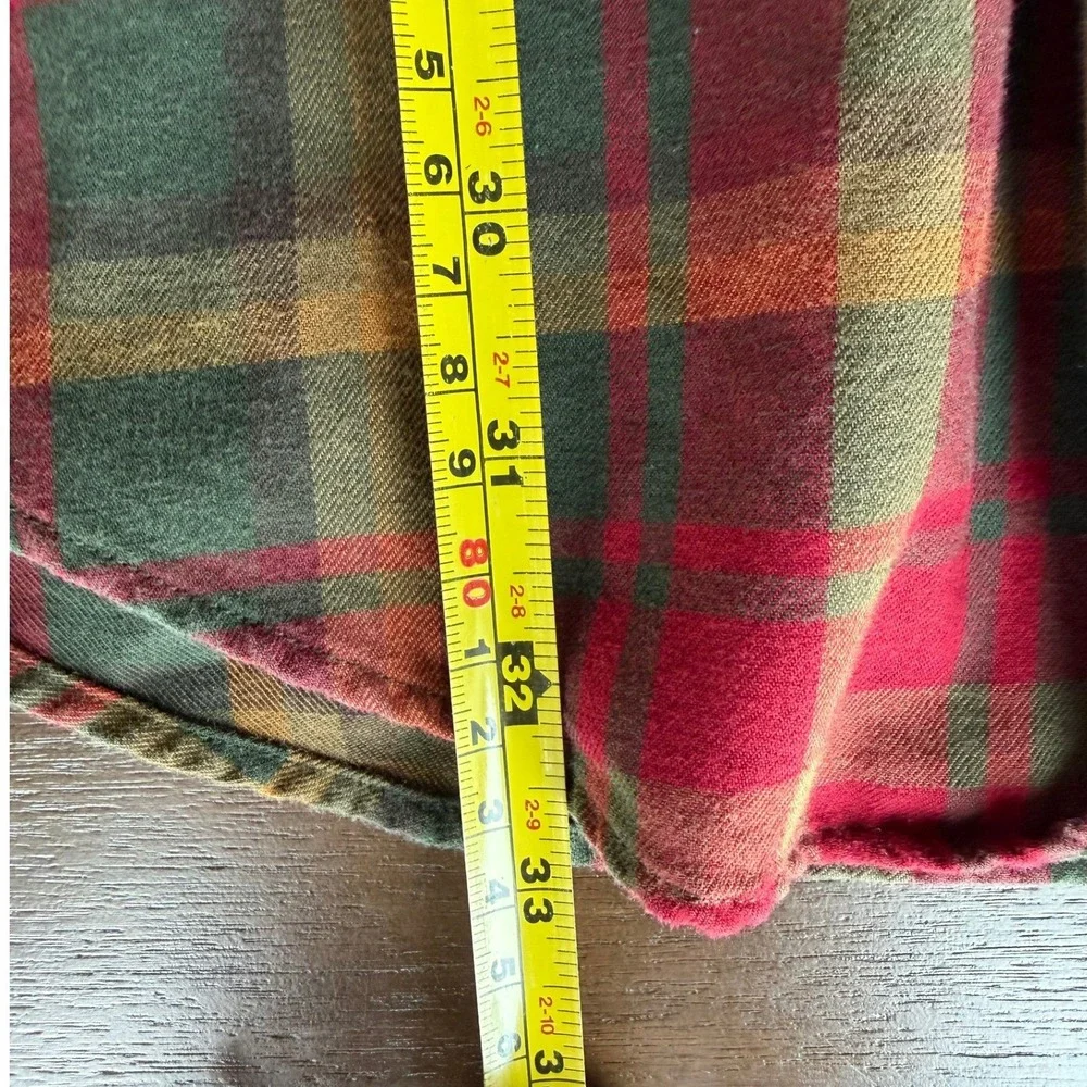 Tommy Hilfiger Mens Vintage XXL Red Green Plaid Long Sleeve Button Down Shirt